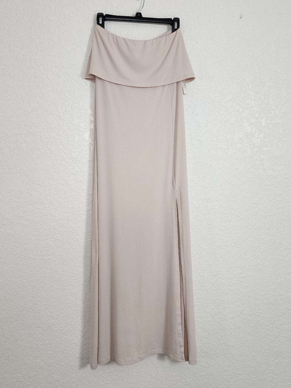 NWT Susana Monaco Off-Shoulder Foldover Maxi Dress Creme XS Minimalist Chic